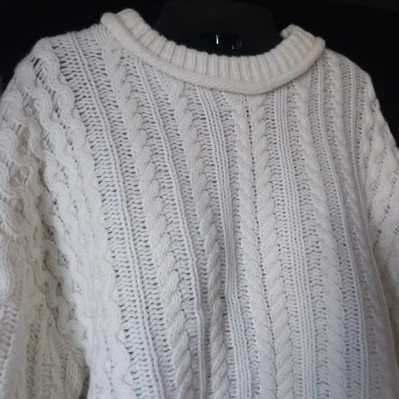 RE/DONE Natural Crewneck Cable Knit Pullover Sweater Medium Preppy Cabin NWT$495 - Picture 4 of 12